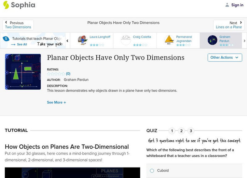 Sophia: Planar Objects Have Only Two Dimensions Unit Plan