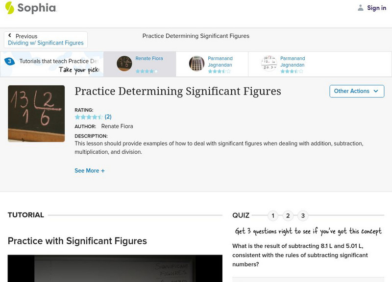 Sophia: Practice Determining Significant Figures Instructional Video