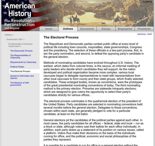 American History: Outlines: The Electoral Process Website American History: Outlines: The Electoral Process Website