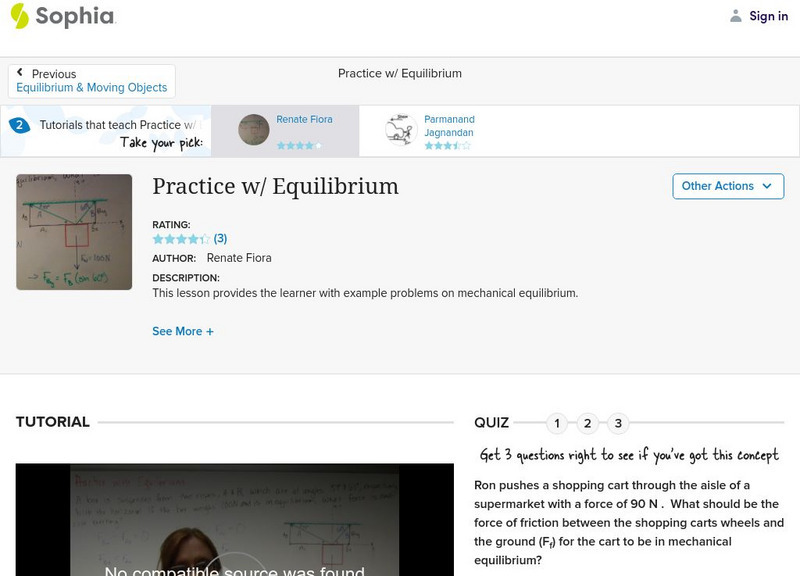 Sophia: Practice With Equilibrium Instructional Video