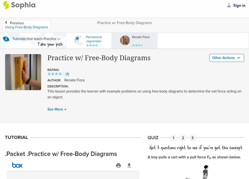Sophia: Practice With Free Body Diagrams PPT Sophia: Practice With Free Body Diagrams PPT