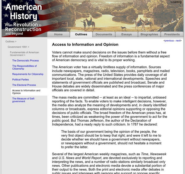 American History: Outlines: Access to Information and Opinion Website