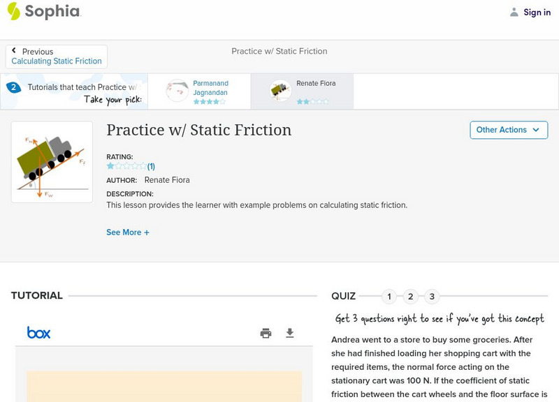Sophia: Practice With Static Friction PPT Sophia: Practice With Static Friction PPT