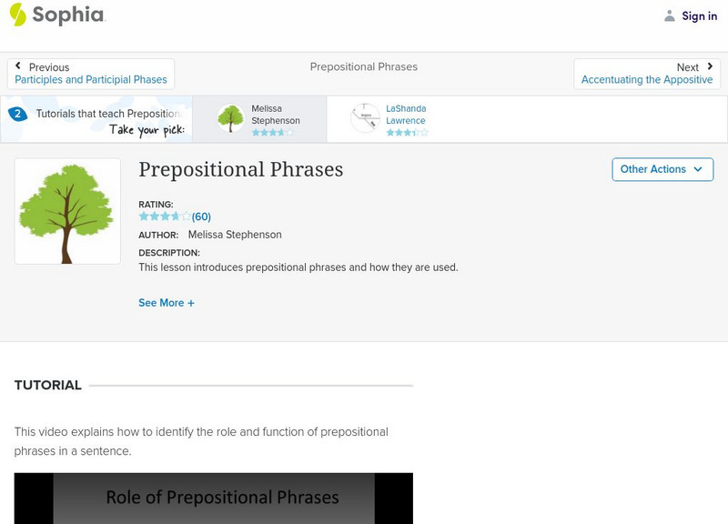 Sophia: Prepositional Phrases Unit Plan Sophia: Prepositional Phrases Unit Plan