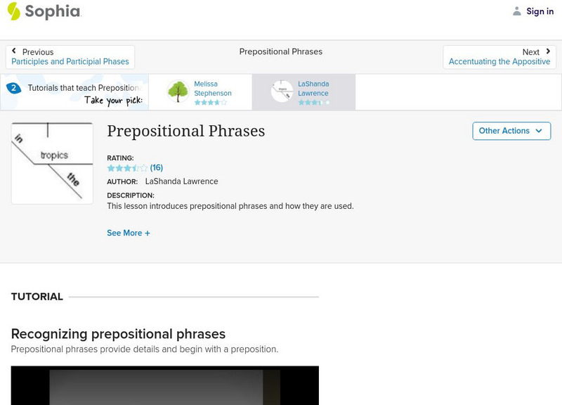 Sophia: Recognizing Prepositional Pharases Unit Plan Sophia: Recognizing Prepositional Pharases Unit Plan