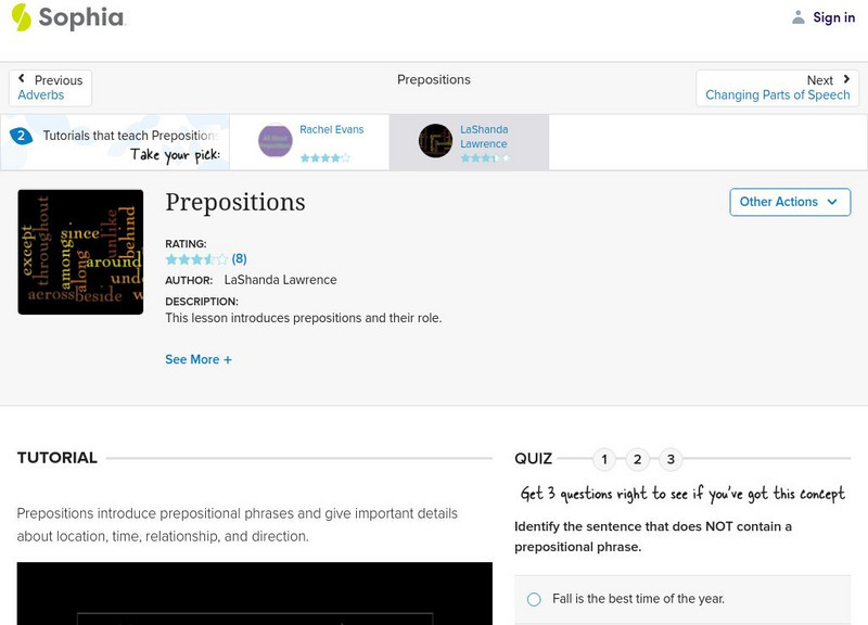 Sophia: Prepositions Unit Plan Sophia: Prepositions Unit Plan