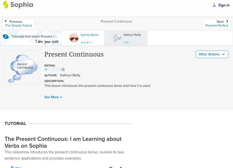 Sophia: Present Continuous Graphic Sophia: Present Continuous Graphic