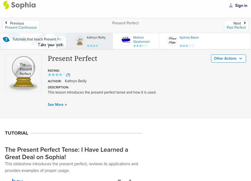 Sophia: Present Perfect Graphic Sophia: Present Perfect Graphic
