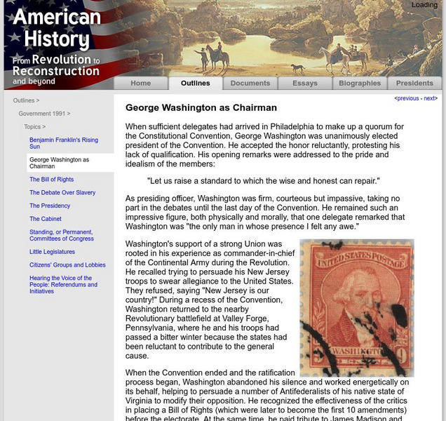 American History: Outlines: George Washington as Chairman Website