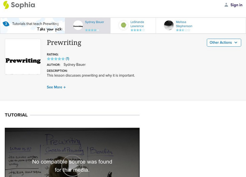 Sophia: Prewriting Instructional Video