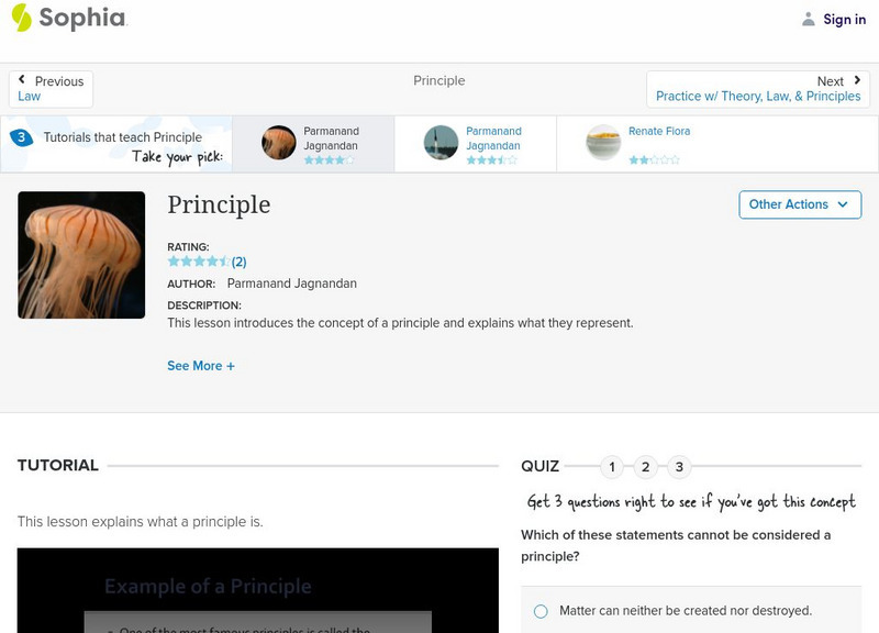 Sophia: Principle Lesson Plan