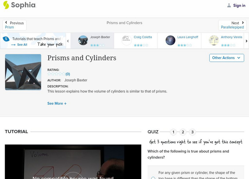 Sophia: Prisms and Cylinders Tutorial Unit Plan Sophia: Prisms and Cylinders Tutorial Unit Plan