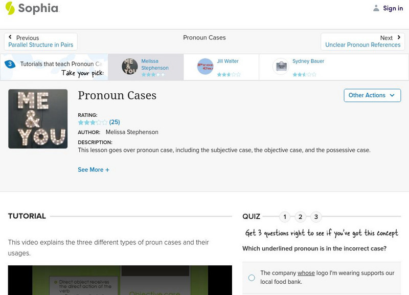 Sophia: Pronoun Cases Unit Plan