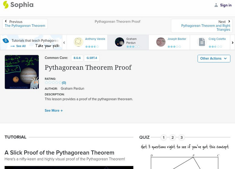 Sophia: Pythagorean Theorem Proof Instructional Video Sophia: Pythagorean Theorem Proof Instructional Video