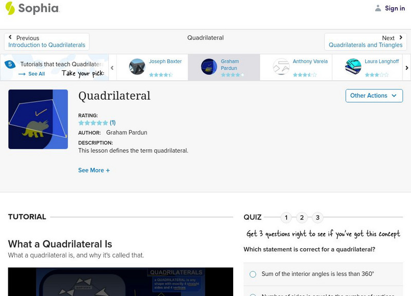 Sophia: Quadrilateral Instructional Video Sophia: Quadrilateral Instructional Video