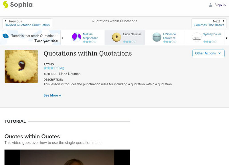 Sophia Quotations Within Quotations Instructional Video for 9th 10th