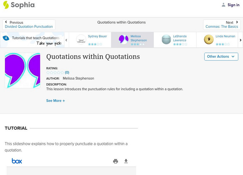 Sophia: Quotations Within Quotations PPT Sophia: Quotations Within Quotations PPT