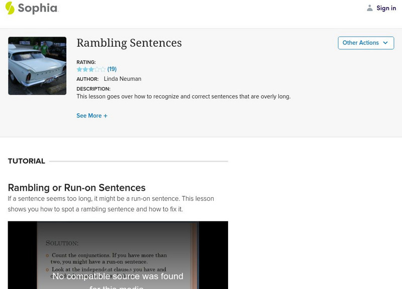 Sophia: Rambling Sentences Instructional Video Sophia: Rambling Sentences Instructional Video