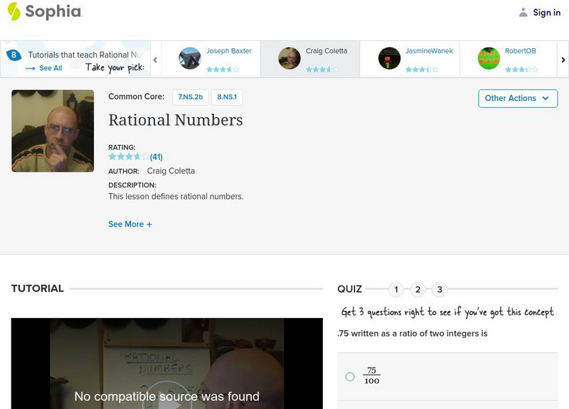 Sophia: Rational Numbers Instructional Video Sophia: Rational Numbers Instructional Video