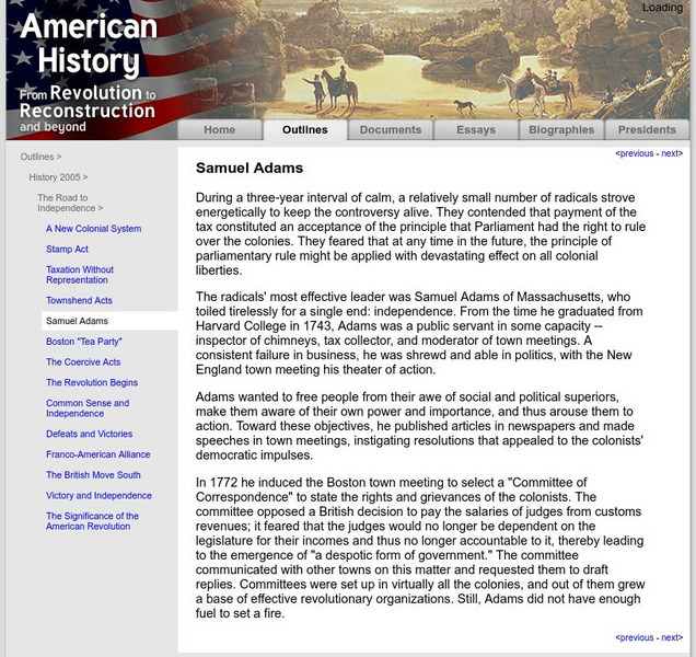American History: Outlines: Samuel Adams Website American History: Outlines: Samuel Adams Website