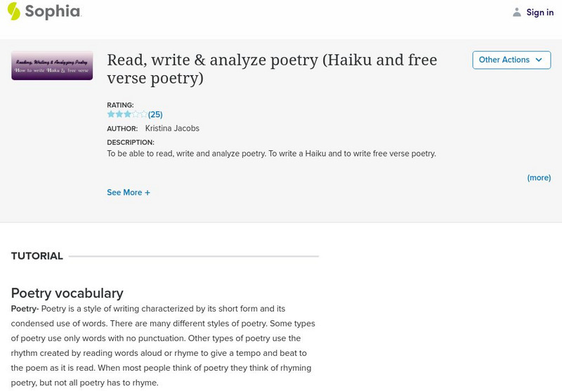 Sophia: Read, Write, and Analyze Poetry (Haiku and Free Verse Poetry) PPT Sophia: Read, Write, and Analyze Poetry (Haiku and Free Verse Poetry) PPT