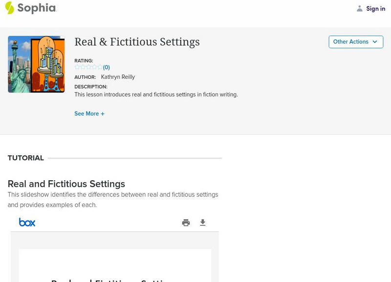Sophia: Real & Fictitious Settings PPT Sophia: Real & Fictitious Settings PPT