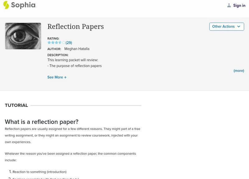 Sophia: Reflection Papers Website Sophia: Reflection Papers Website