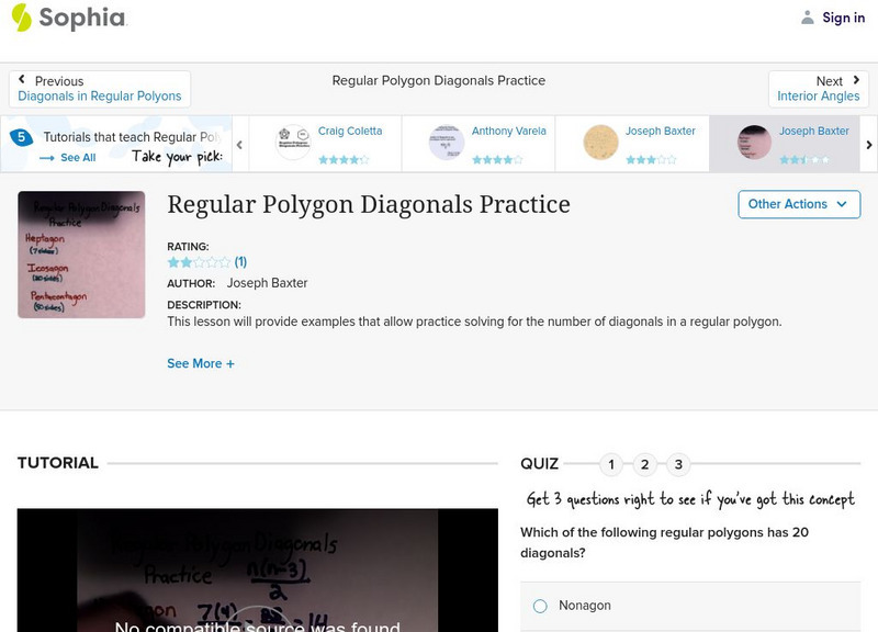 Sophia: Regular Polygon Diagonals Practice Instructional Video Sophia: Regular Polygon Diagonals Practice Instructional Video