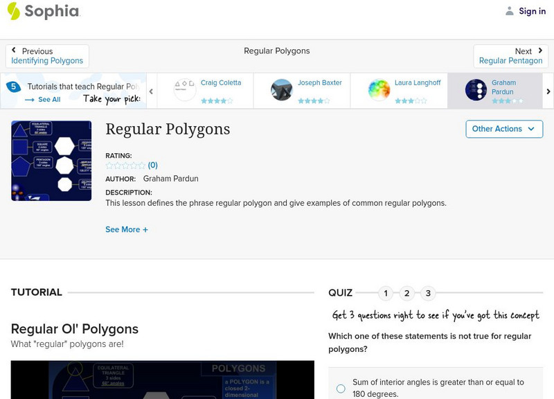 Sophia: Regular Polygons Instructional Video Sophia: Regular Polygons Instructional Video