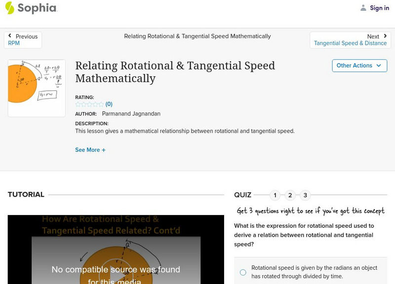 Sophia: Relating Rotational & Tangential Speed Mathematically Unit Plan Sophia: Relating Rotational & Tangential Speed Mathematically Unit Plan