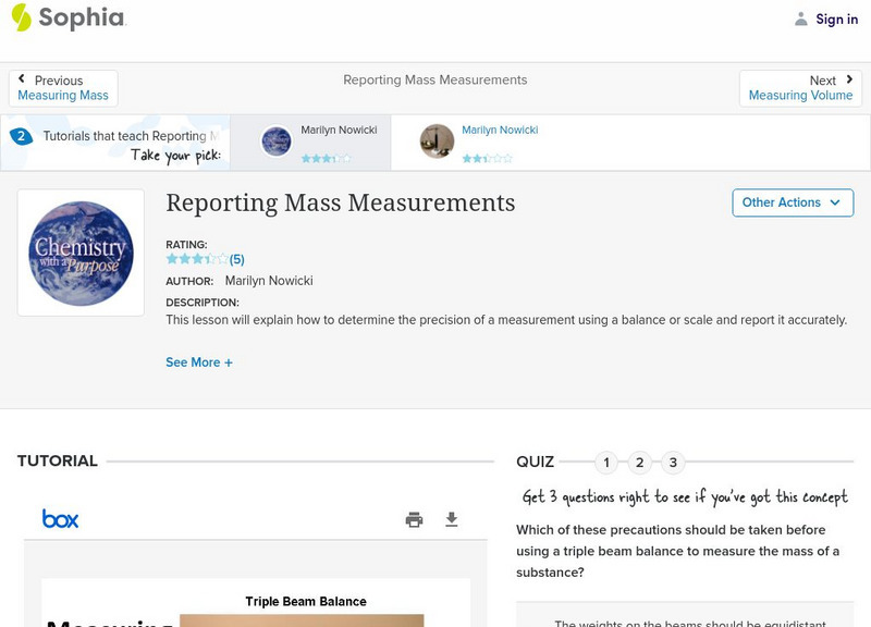 Sophia: Reporting Mass Measurements PPT Sophia: Reporting Mass Measurements PPT