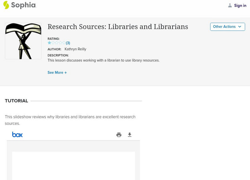 Sophia: Research Sources: Libraries and Librarians PPT Sophia: Research Sources: Libraries and Librarians PPT