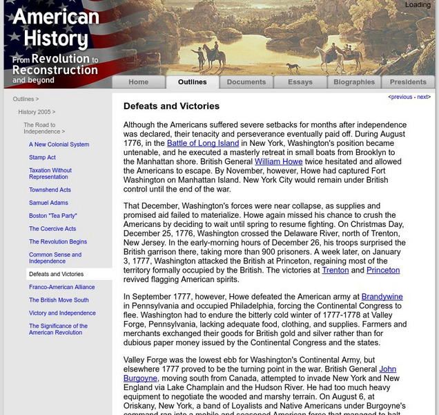 American History: Outlines: Defeats and Victories Website American History: Outlines: Defeats and Victories Website