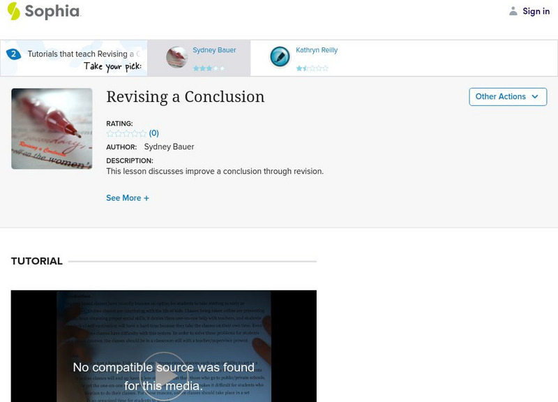 Sophia: Revising a Conclusion Instructional Video