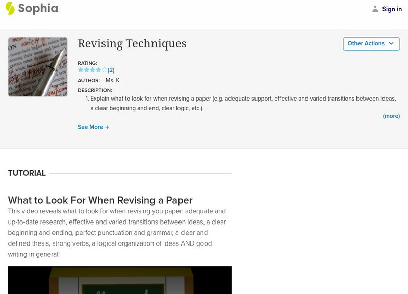 Sophia: Revision Techniques Website Sophia: Revision Techniques Website