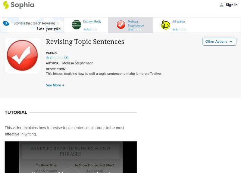 Sophia: Revising Topic Sentences Instructional Video