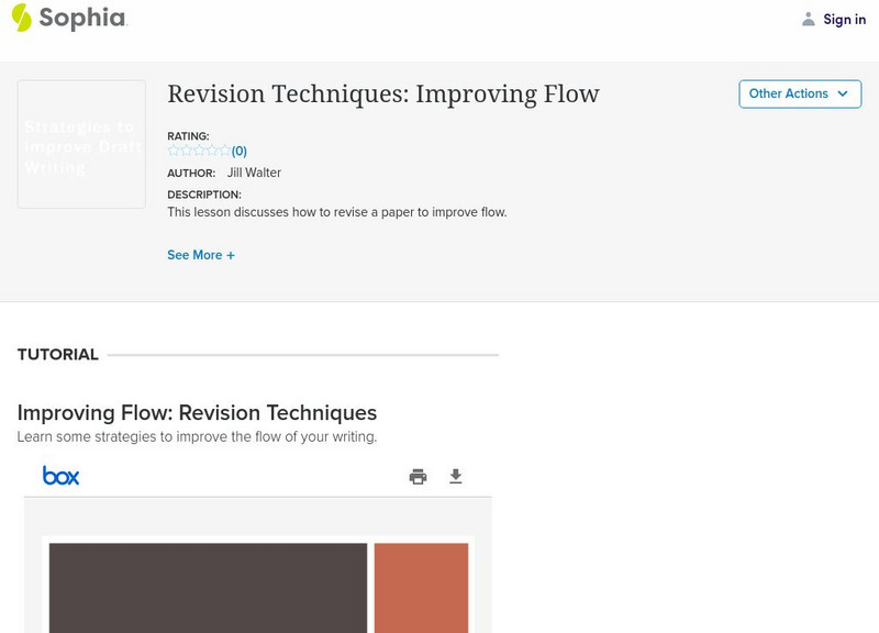 Sophia: Revision Techniques: Improving Flow PPT