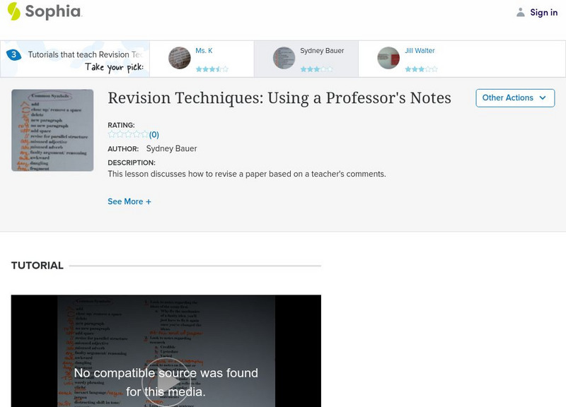 Sophia: Revision Techniques: Using a Professor's Notes Instructional Video Sophia: Revision Techniques: Using a Professor's Notes Instructional Video