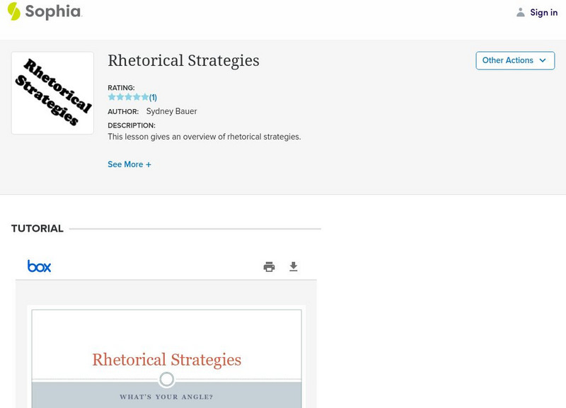 Sophia: Rhetorical Strategies PPT Sophia: Rhetorical Strategies PPT