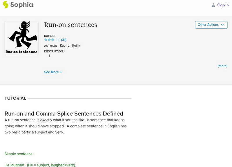 Sophia: Run on Sentences Website Sophia: Run on Sentences Website