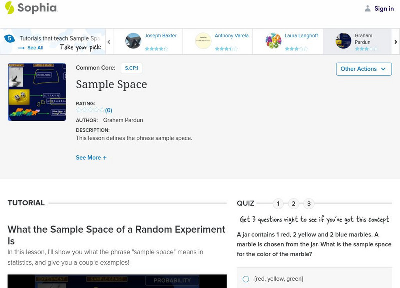 Sophia: Sample Space Instructional Video Sophia: Sample Space Instructional Video