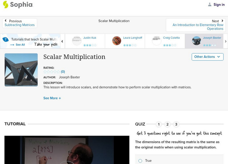 Sophia: Scalar Multiplication Instructional Video Sophia: Scalar Multiplication Instructional Video