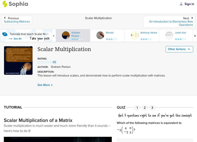 Sophia: Scalar Multiplication Instructional Video Sophia: Scalar Multiplication Instructional Video