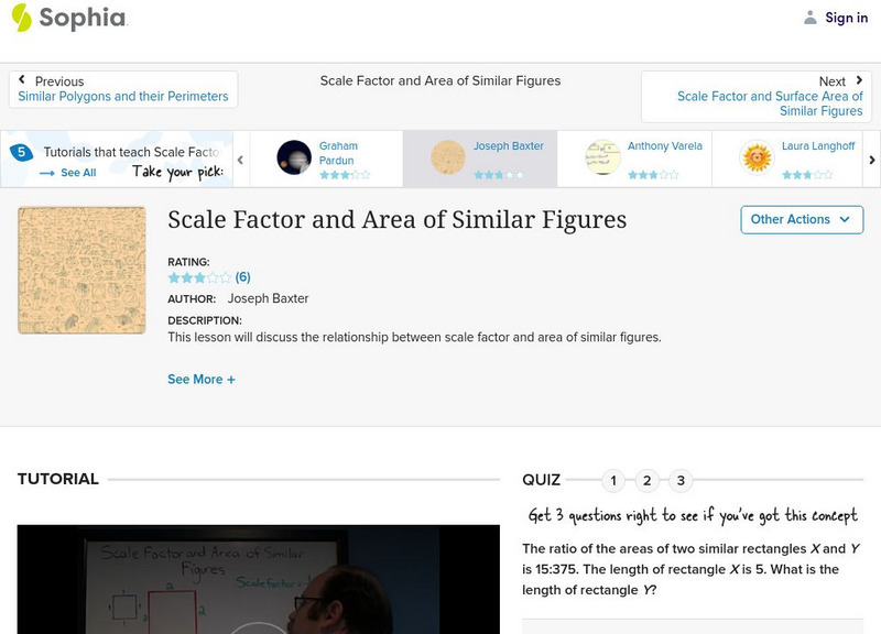 Sophia: Scale Factor and Area of Similar Figures Instructional Video Sophia: Scale Factor and Area of Similar Figures Instructional Video