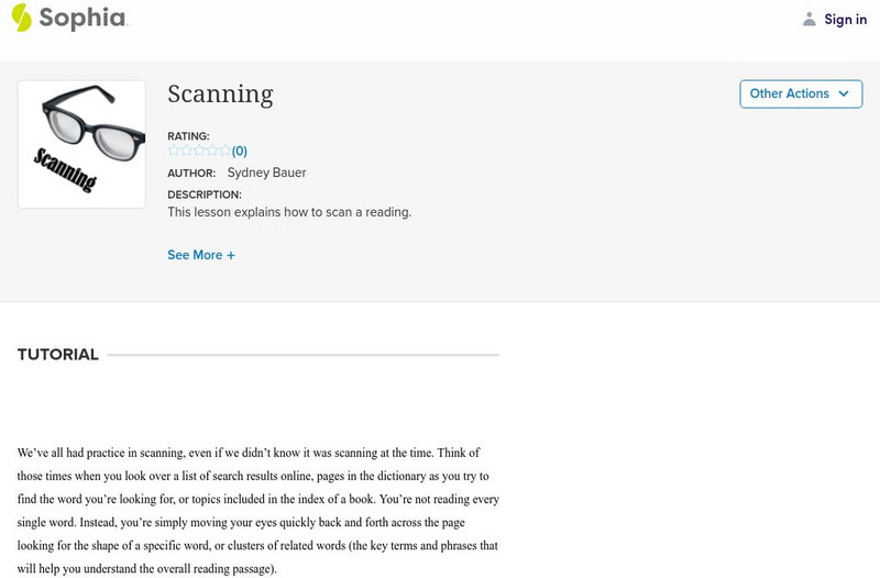 Sophia: Scanning Lesson Plan