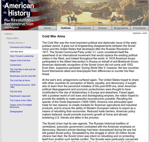 American History: Outlines: Cold War Aims Website American History: Outlines: Cold War Aims Website