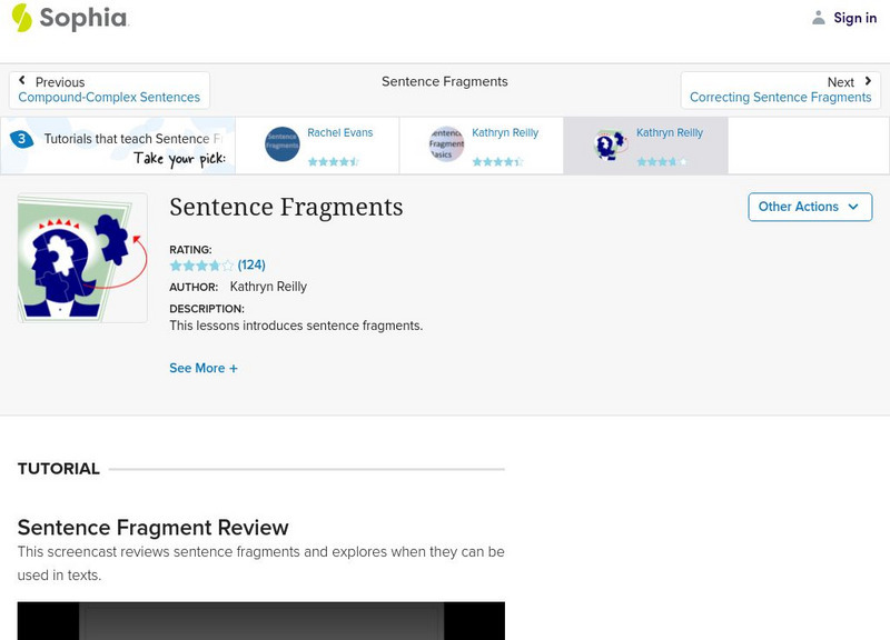 Sophia: Sentence Fragment Instructional Video