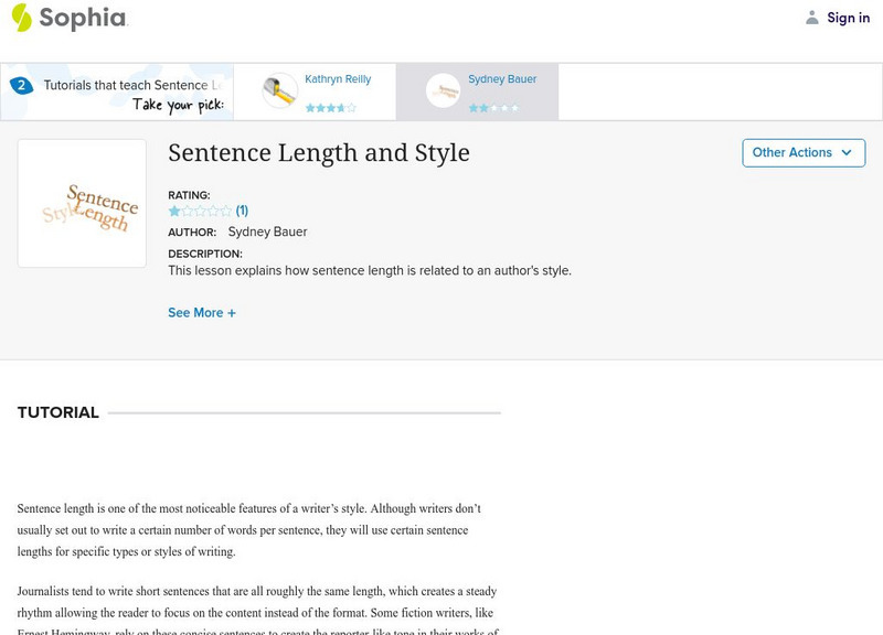 Sophia: Sentence Length and Style Activity Sophia: Sentence Length and Style Activity