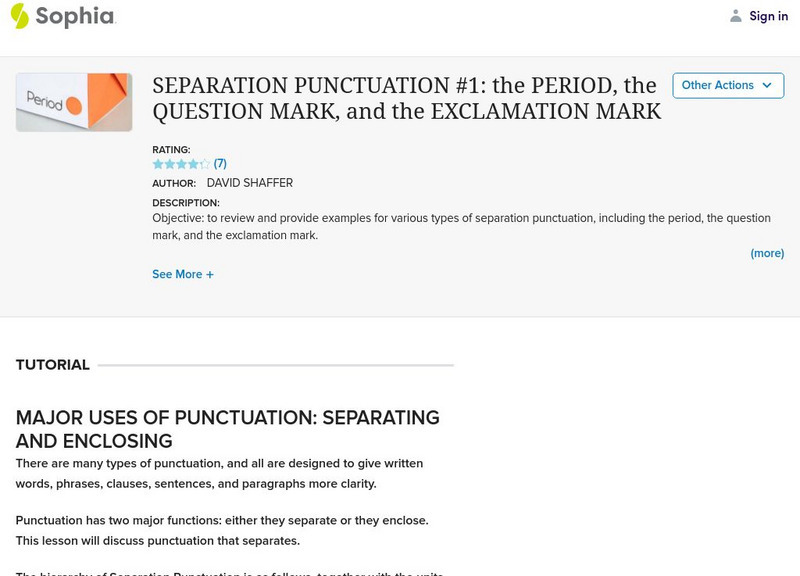 Sophia: Separation Punctuation Unit Plan Sophia: Separation Punctuation Unit Plan