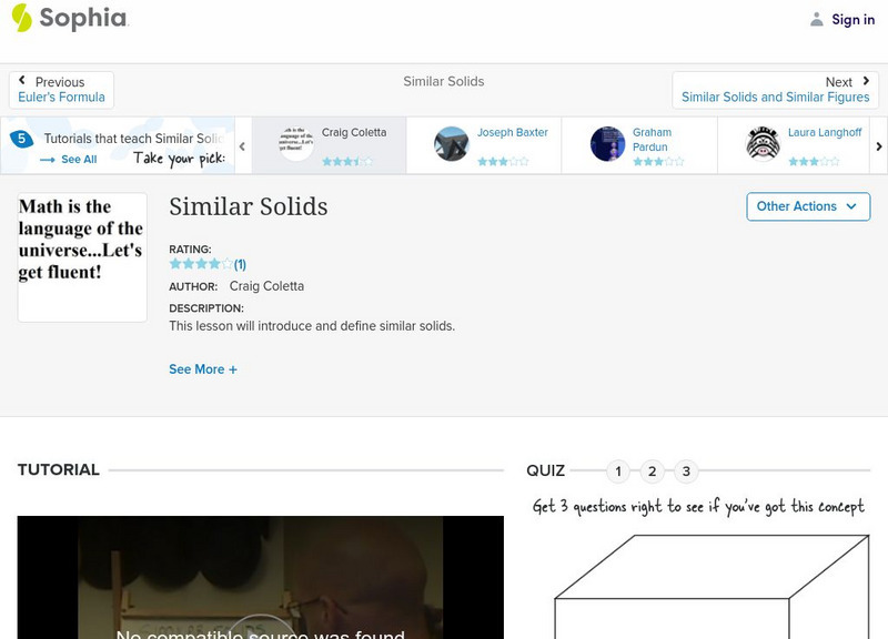 Sophia: Similar Solids Instructional Video Sophia: Similar Solids Instructional Video